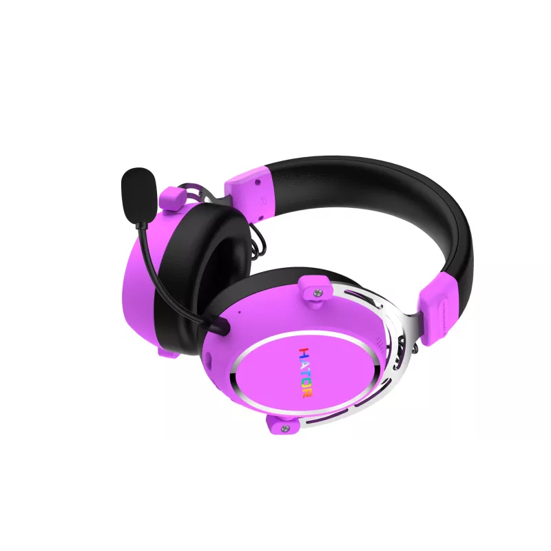 Belaidė ausinė HATOR Hypergang 3 Wireless, žaidimams, USB Type-C / USB Type-A, Bluetooth, violetinė
