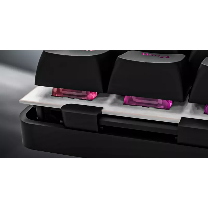 HATOR Rockfall 3 TKL Wireless, baltas, QMK/VIA, OMA profilio baltai-juodi klavišų dangteliai Klaviatūra - linijiniai mechaniniai karštai keičiami jungikliai - US - ANSI išdėstymas