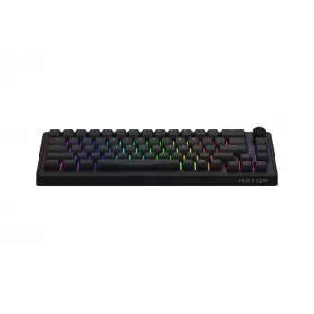 HATOR Skyfall 65 laidinė mechaninė klaviatūra, USB-C, Aurum Sterling jungikliai, 70M paspaudimų, RGB, juoda, 790g
