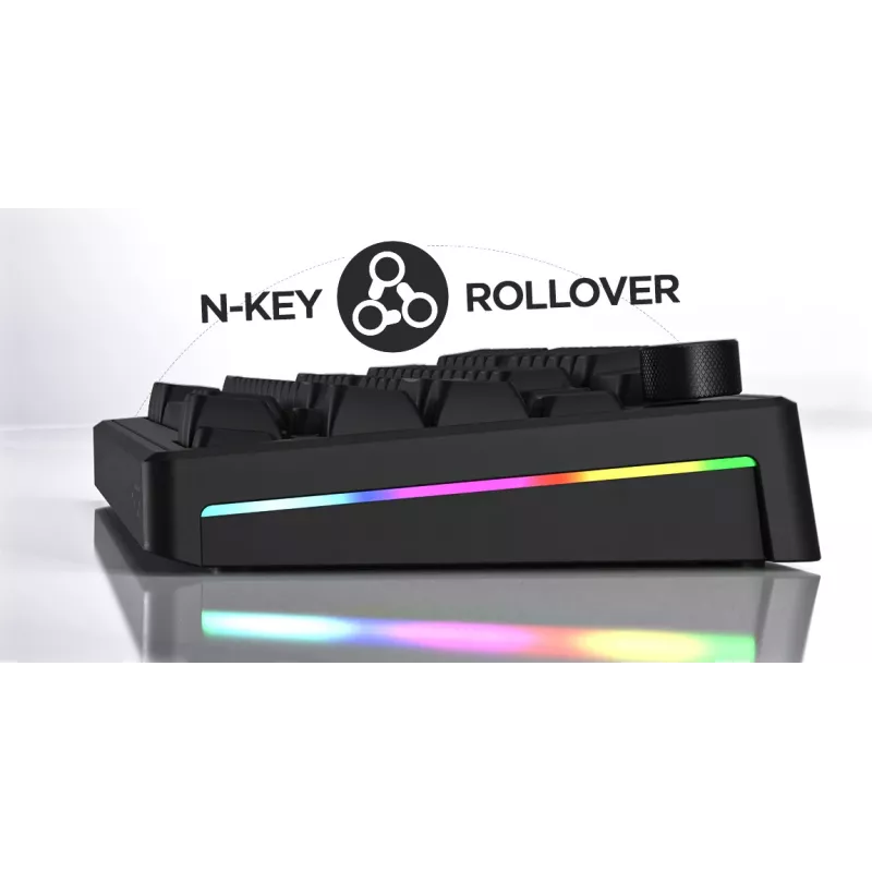 HATOR Skyfall 65 laidinė mechaninė klaviatūra, USB-C, Aurum Sterling jungikliai, 70M paspaudimų, RGB, juoda, 790g