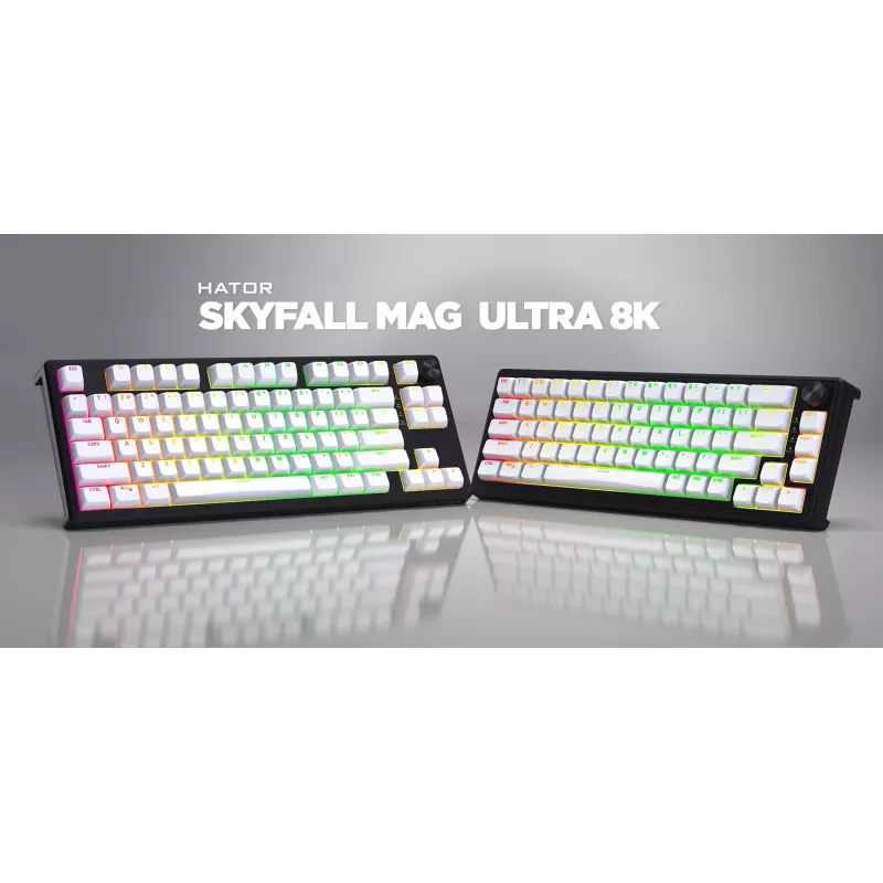 HATOR Skyfall 80 MAG ULTRA 8K klaviatūra žaidimams USB QWERTY JAV anglų Juoda, Balta