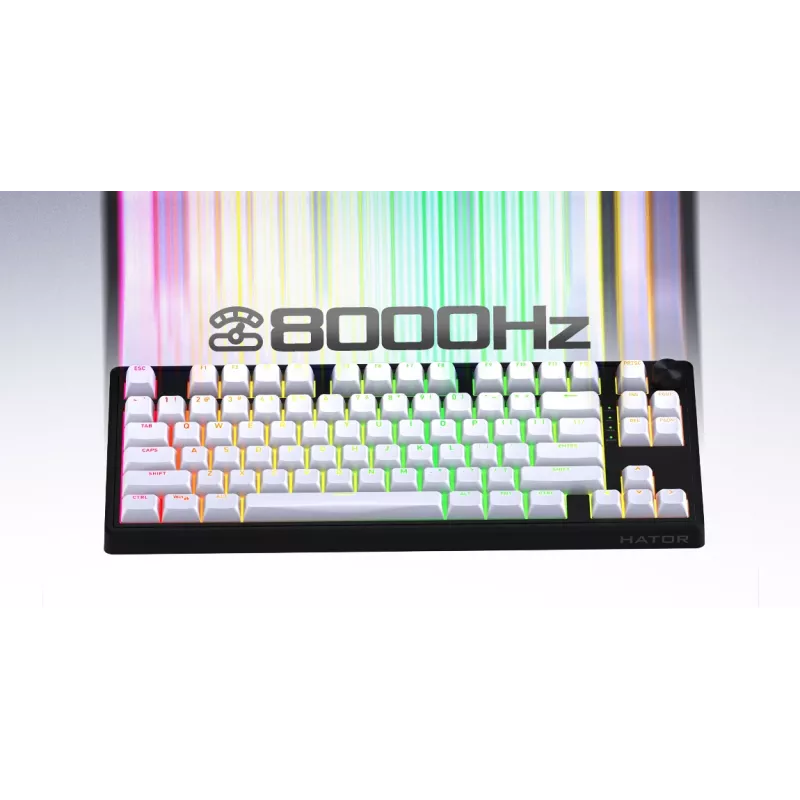 HATOR Skyfall 80 MAG ULTRA 8K klaviatūra žaidimams USB QWERTY JAV anglų Juoda, Balta