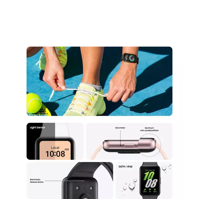 Samsung Galaxy Fit3 4.06 cm (1.6 colio) AMOLED 40 mm Skaitmeninis 256 x 402 pikseliai Liečiamas ekranas Pilka