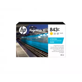 HP 843C 400 ml geltonas PageWide XL rašalo kasetė, geltona, 1 vnt.