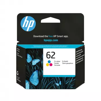 HP 62 Tri-color Original rašalo kasetė, Cyan, Magenta, Geltona, 1 vnt., 165 puslapių