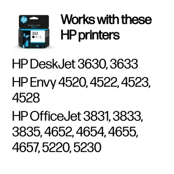 HP 302 Original juoda kasetė, juoda, 1 vnt., 170 puslapių