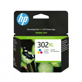 HP 302XL aukštos išeigos triguba spalvota originali rašalo kasetė, žydra, rausvai raudona, geltona, 1 vnt., 300 puslapių