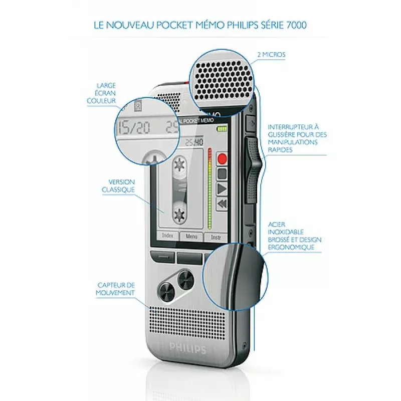 Philips DPM 7200 diktofonas su „Flash Card“ nerūdijančiu plienu