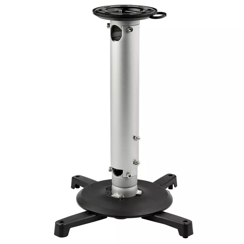 StarTech.com Universalus lubinis projektoriaus laikiklis – sunkus, reguliuojamo aukščio/teleskopinis stulpas 5–22,7 colio nuo lubų – 33 svarai (15 kg) – pakreipimas/sukimas – kabantis laikiklis su kronšteinu