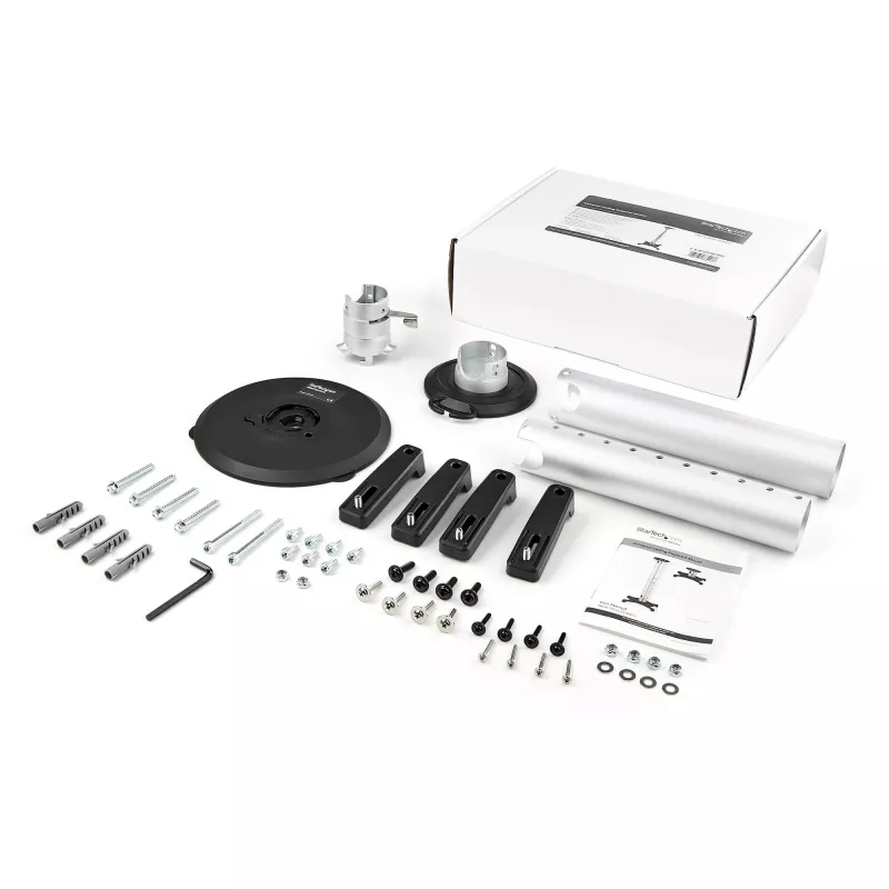 StarTech.com Universalus lubinis projektoriaus laikiklis – sunkus, reguliuojamo aukščio/teleskopinis stulpas 5–22,7 colio nuo lubų – 33 svarai (15 kg) – pakreipimas/sukimas – kabantis laikiklis su kronšteinu
