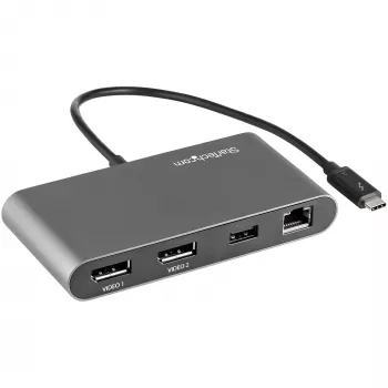 StarTech.com Dual-Monitor Thunderbolt Mini Dock, 4K 60Hz DisplayPort, belaidžio ryšio stotelė be tvarkyklių, skirta Windows ir Mac, Gigabit Ethernet, 1x USB-A (USB 5Gbps), 28 cm kabelis