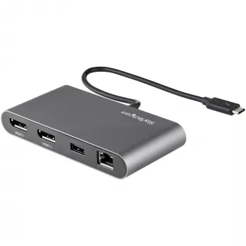 StarTech.com Dual-Monitor Thunderbolt Mini Dock, 4K 60Hz DisplayPort, belaidžio ryšio stotelė be tvarkyklių, skirta Windows ir Mac, Gigabit Ethernet, 1x USB-A (USB 5Gbps), 28 cm kabelis