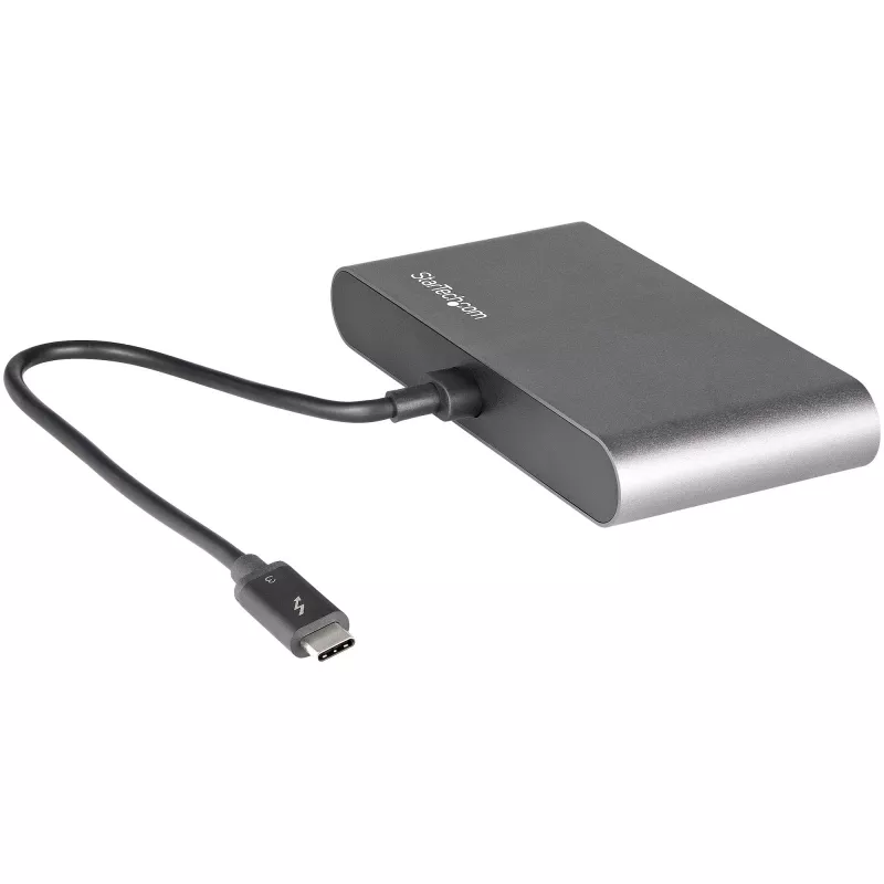 StarTech.com Dual-Monitor Thunderbolt Mini Dock, 4K 60Hz DisplayPort, belaidžio ryšio stotelė be tvarkyklių, skirta Windows ir Mac, Gigabit Ethernet, 1x USB-A (USB 5Gbps), 28 cm kabelis