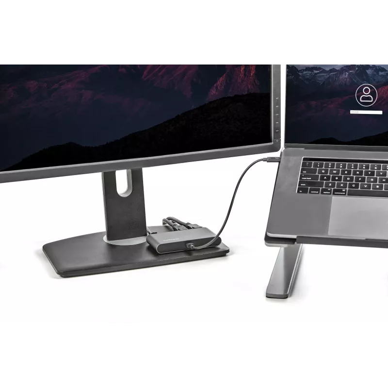 StarTech.com Dual-Monitor Thunderbolt Mini Dock, 4K 60Hz DisplayPort, belaidžio ryšio stotelė be tvarkyklių, skirta Windows ir Mac, Gigabit Ethernet, 1x USB-A (USB 5Gbps), 28 cm kabelis