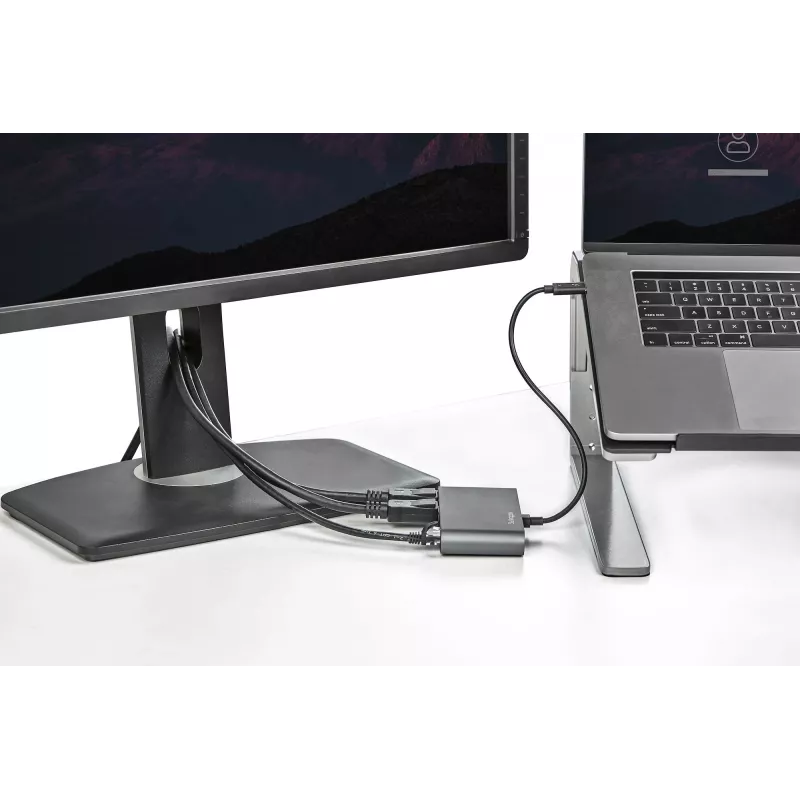 StarTech.com Dual-Monitor Thunderbolt Mini Dock, 4K 60Hz DisplayPort, belaidžio ryšio stotelė be tvarkyklių, skirta Windows ir Mac, Gigabit Ethernet, 1x USB-A (USB 5Gbps), 28 cm kabelis