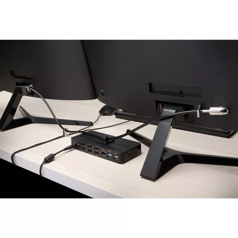 Kensington Desktop & Peripherals Locking Kit 2.0, 2.44 m, raktinis, anglinis plienas, juoda, sidabrinė