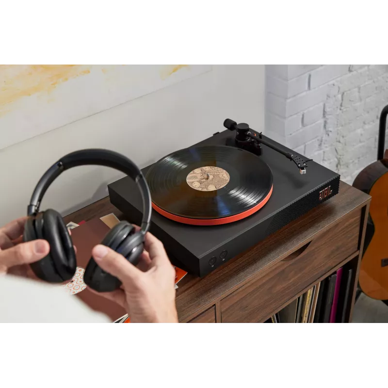 JBL Spinner BT juostinė pavara vinilinis grotuvas juoda, oranžinė