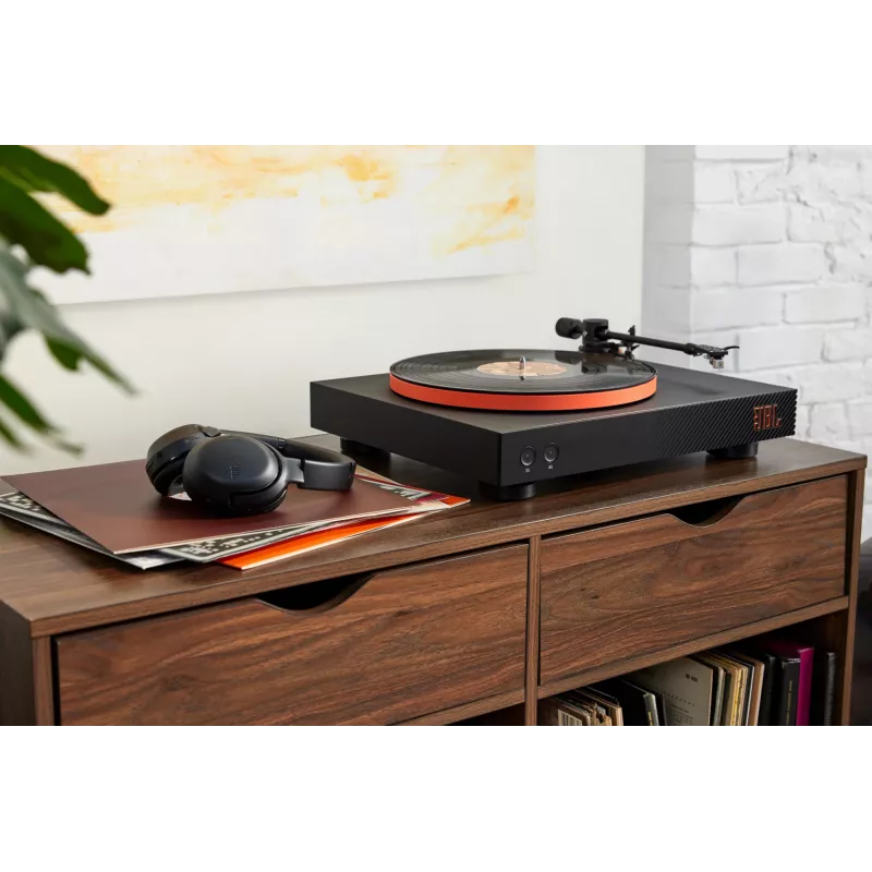 JBL Spinner BT juostinė pavara vinilinis grotuvas juoda, oranžinė