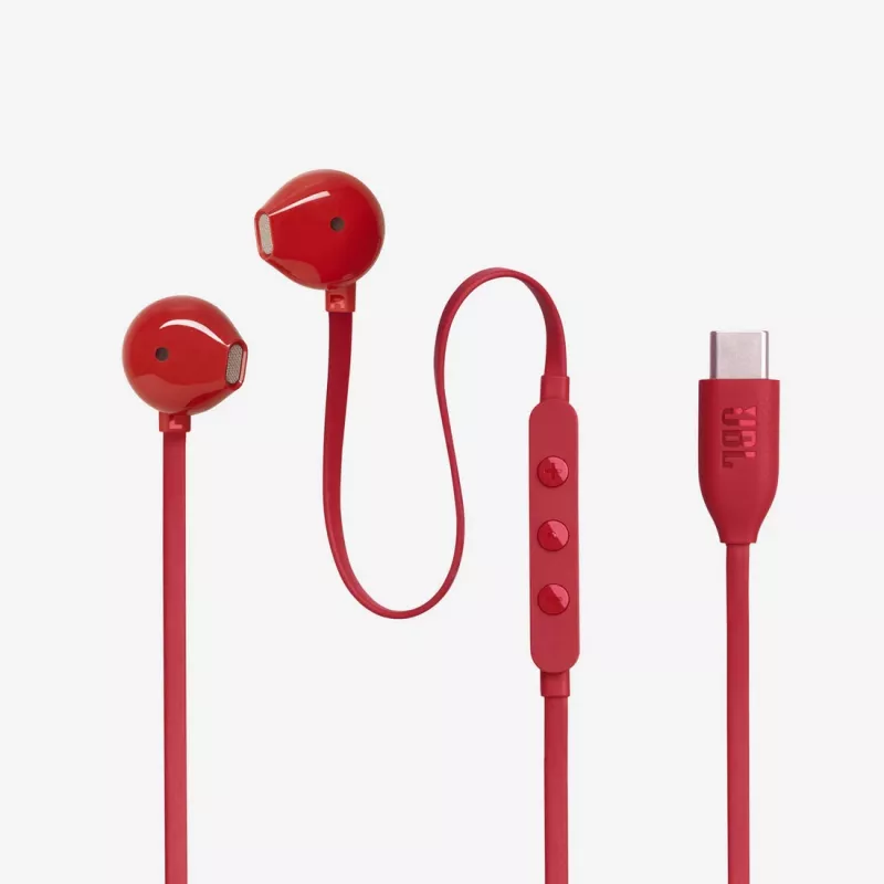 JBL Tune 305C ausinės laidinės į ausį skambučiams/muzikai USB Type-C raudonos