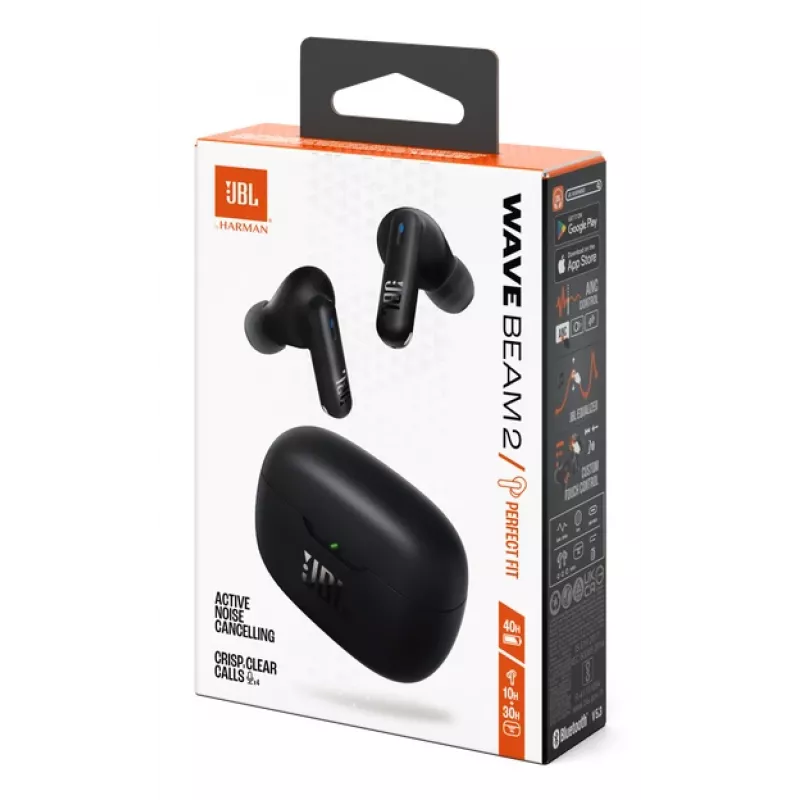 JBL Wave Beam 2 Belaidės ausinės Į ausį Skambučiai/Muzika Juoda