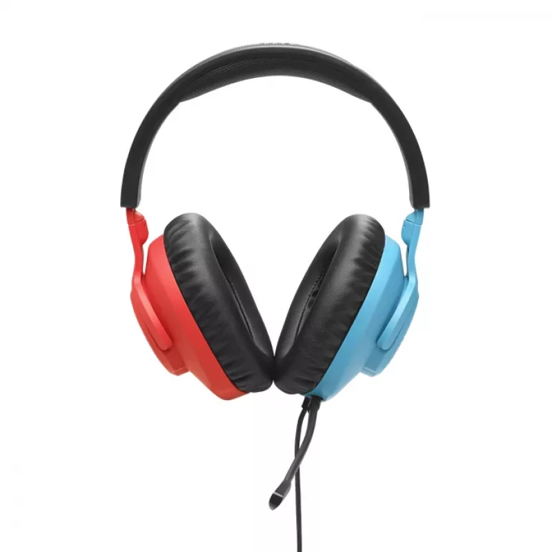 Ausinės JBL Quantum 100N, laidinės, žaidimams, mėlyna, raudona