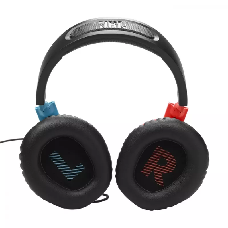 Ausinės JBL Quantum 100N, laidinės, žaidimams, mėlyna, raudona
