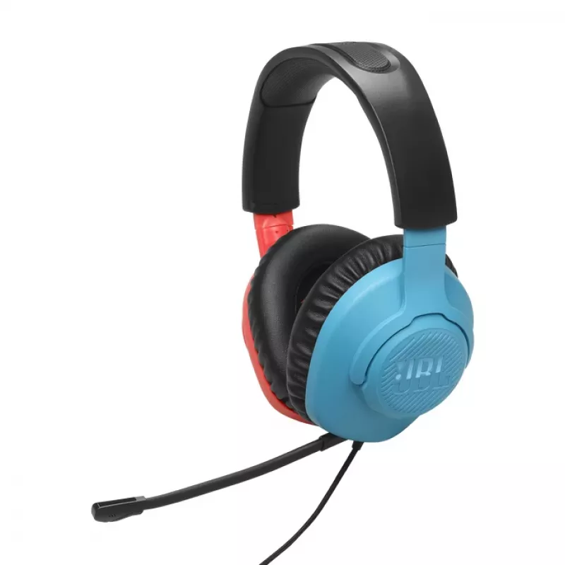 Ausinės JBL Quantum 100N, laidinės, žaidimams, mėlyna, raudona