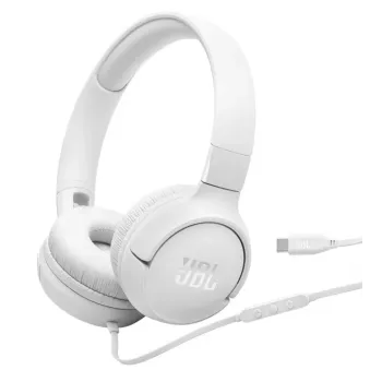JBL Tune 520C USB-C laidinės ausinės, ausinės su lankeliu, skambučiams/muzikai, USB Type-C, baltos