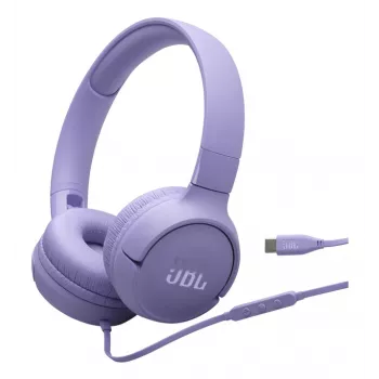 Ausinės JBL Tune 520C USB-C laidinės ant ausų, pokalbiams/muzikai, USB Type-C, alyvinė