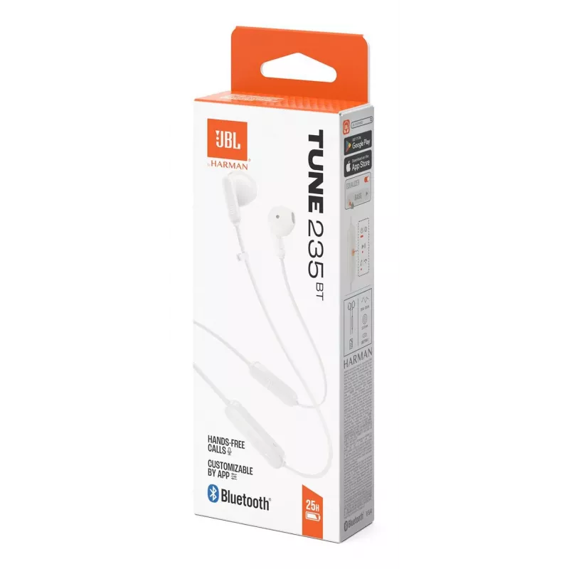 Ausinės JBL Tune 235BT belaidės į ausį skambučiams/muzikai Bluetooth balta
