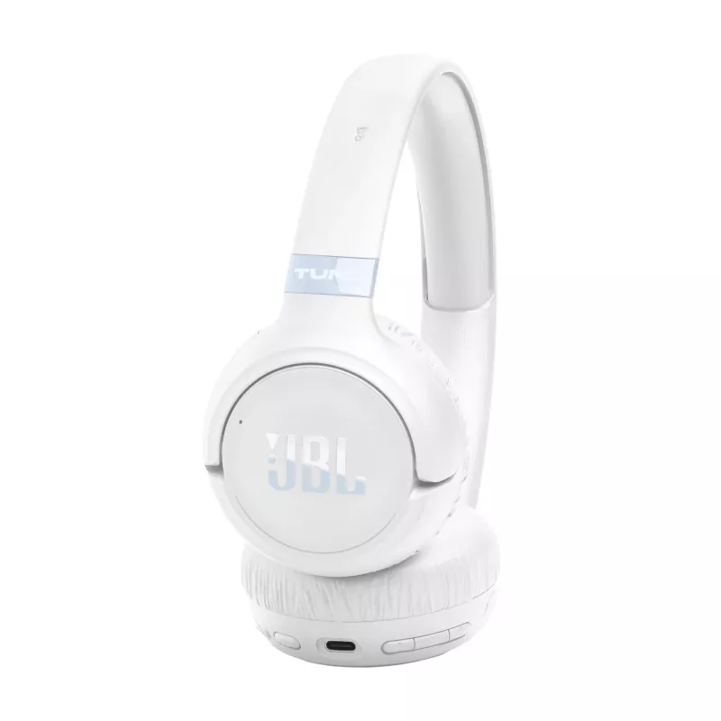 JBL Tune 680NC belaidės ausinės, ausinė juosta, laidinės/belaidės, skambučiams/muzikai, USB Type-C, Bluetooth, balta