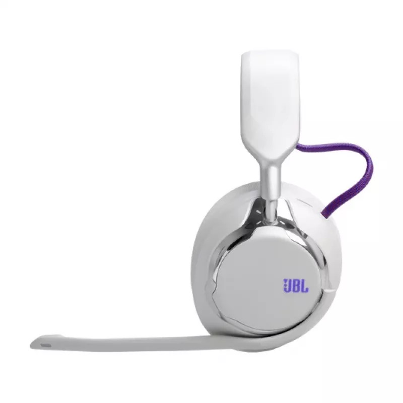 JBL Quantum 950 belaidės ausinės žaidimams, USB Type-C, Bluetooth, įkrovimo stovas, oranžinė, sidabrinė, balta