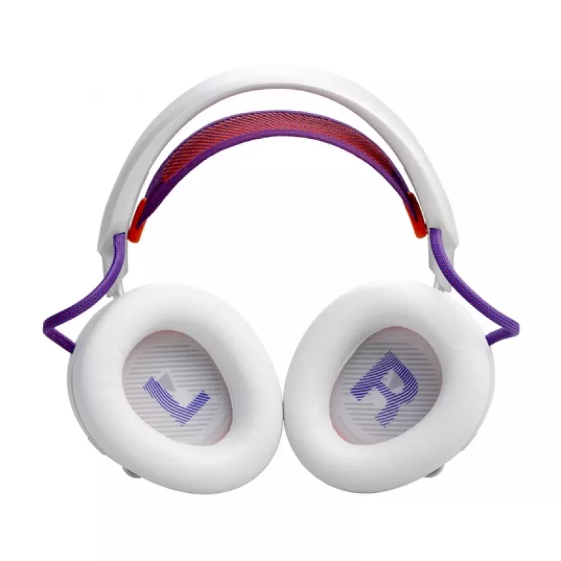 JBL Quantum 950 belaidės ausinės žaidimams, USB Type-C, Bluetooth, įkrovimo stovas, oranžinė, sidabrinė, balta
