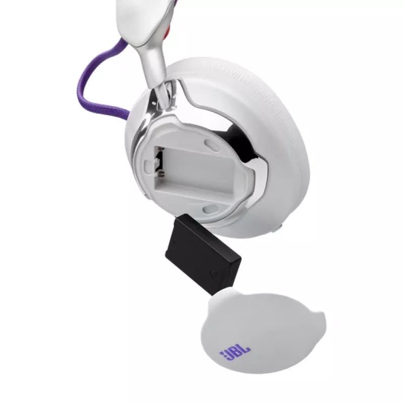 JBL Quantum 950 belaidės ausinės žaidimams, USB Type-C, Bluetooth, įkrovimo stovas, oranžinė, sidabrinė, balta
