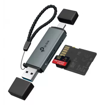 Kortelių skaitytuvas TP‑LINK UA430D USB 3.1 – MicroSD/SD palaikymas, 200 Mbit/s, juodas, 75×22,9×9,3 mm