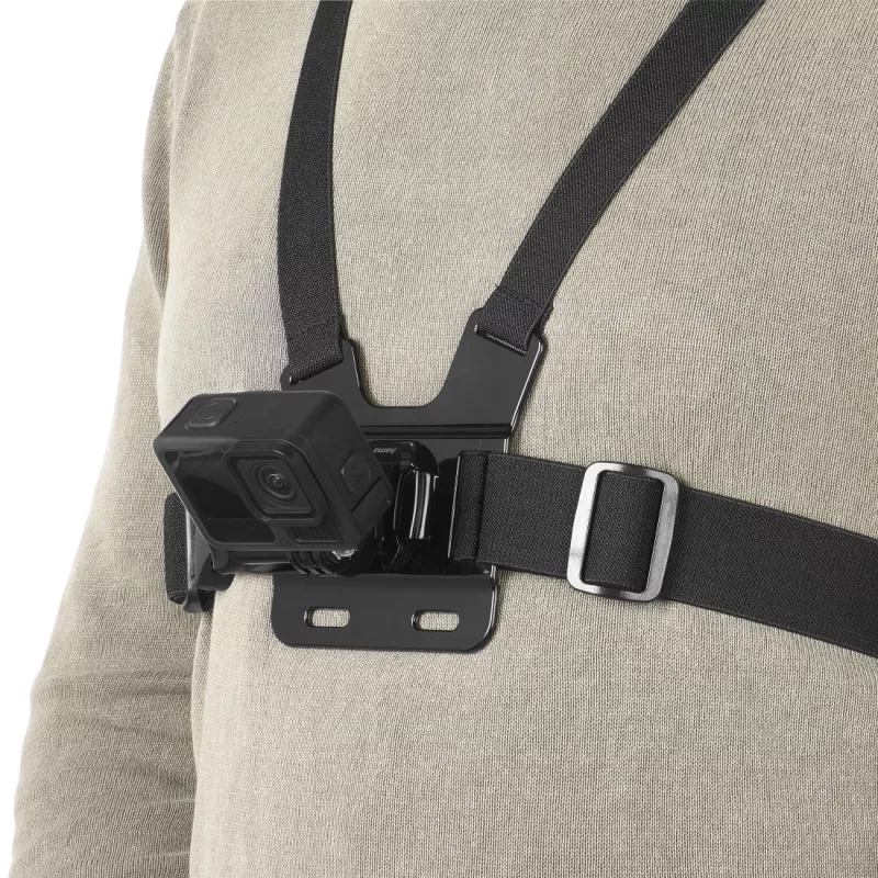 Krūtinės diržas kameroms HAMA 00004567, skirtas veiksmo kameroms (suderinamas su GoPro), juodas, reguliuojamas krūtinės laikiklis