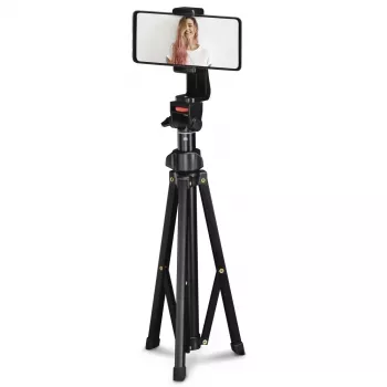 Tripod Hama Rotary Smartphone II, skirtas išmaniajam telefonui ir skaitmeniniam fotoaparatui, 3 kojelės, maks. apkrova 1 kg, aukštis 41,5–150 cm, juodas