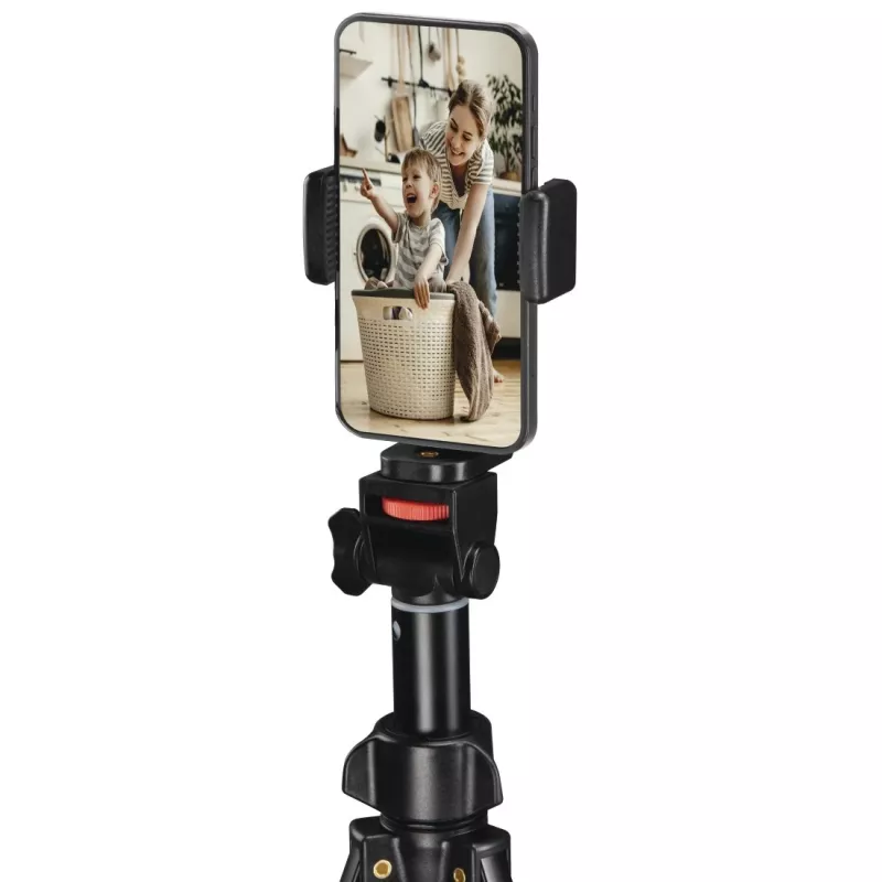 Tripod Hama Rotary Smartphone II, skirtas išmaniajam telefonui ir skaitmeniniam fotoaparatui, 3 kojelės, maks. apkrova 1 kg, aukštis 41,5–150 cm, juodas