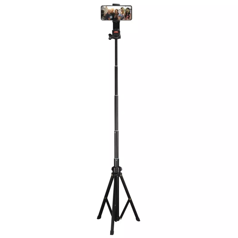 Tripod Hama Rotary Smartphone II, skirtas išmaniajam telefonui ir skaitmeniniam fotoaparatui, 3 kojelės, maks. apkrova 1 kg, aukštis 41,5–150 cm, juodas