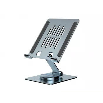 Multimedijos planšetinio kompiuterio stovas CONCEPTRONIC THANA09G — sulankstomas, sukamas, reguliuojamo aukščio, pilkas, 150×110×40 mm
