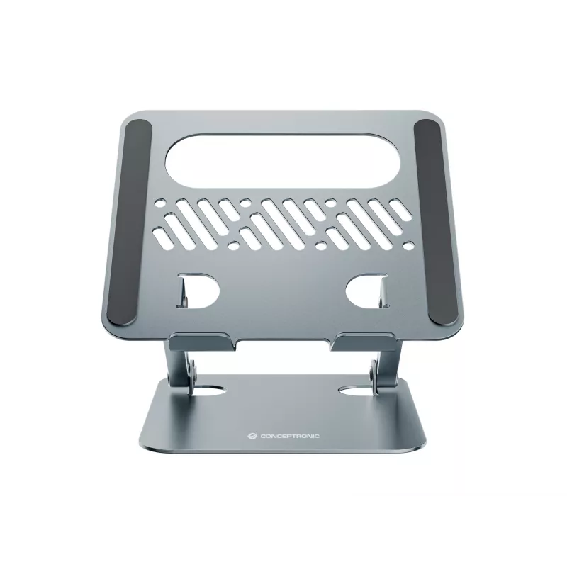 Nešiojamojo kompiuterio stovas CONCEPTRONIC THANA10G – sulankstomas, aliuminis, reguliuojamas aukštis, pilka, 240×220×50 mm