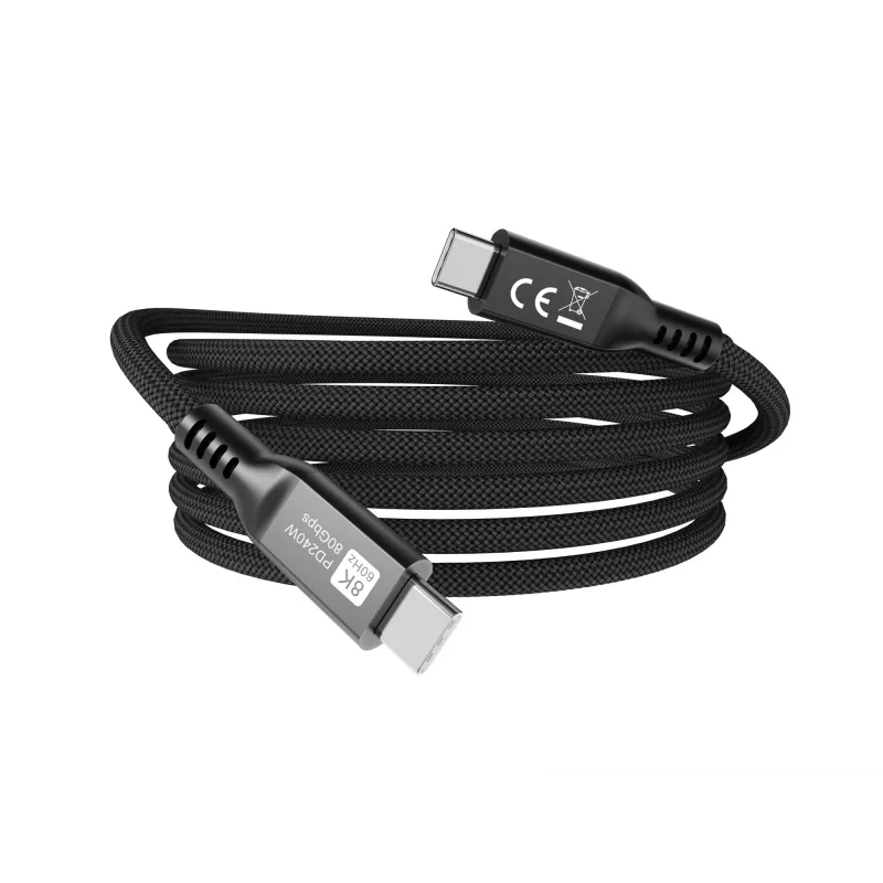 USB4 Gen 4x2 C‑to‑C kabelis EQUIP 1,2 m, 80 Gbps, PD240W, 8K@60Hz, juodas