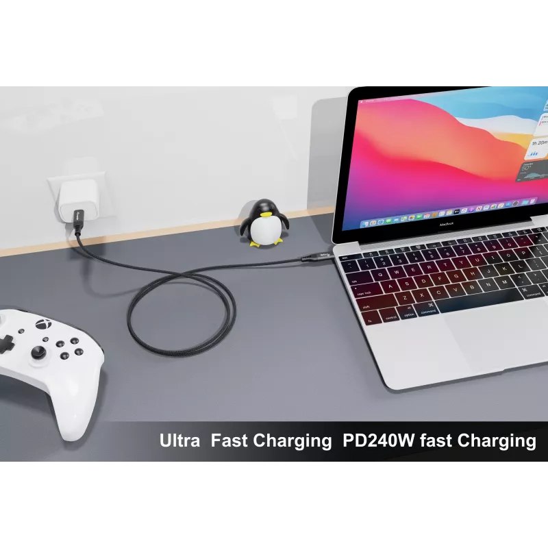 USB4 Gen 4x2 C‑to‑C kabelis EQUIP 1,2 m, 80 Gbps, PD240W, 8K@60Hz, juodas