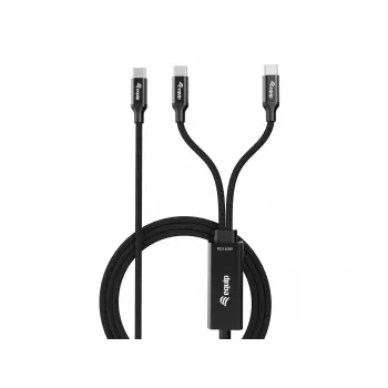 USB-C į 2x USB-C Y krovimo laidas EQUIP 1,5 m PD 140 W, USB 2.0, juodas