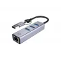 USB-C į Gigabit tinklo adapteris su 3 prievadų USB šakotuvu CONCEPTRONIC ABBY25G — USB 3.2 Gen 1, 1 Gbps Ethernet, 3x USB-A, aliuminis, pilka