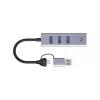 USB-C į Gigabit tinklo adapteris su 3 prievadų USB šakotuvu CONCEPTRONIC ABBY25G — USB 3.2 Gen 1, 1 Gbps Ethernet, 3x USB-A, aliuminis, pilka