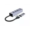 USB-C į Gigabit tinklo adapteris su 3 prievadų USB šakotuvu CONCEPTRONIC ABBY25G — USB 3.2 Gen 1, 1 Gbps Ethernet, 3x USB-A, aliuminis, pilka
