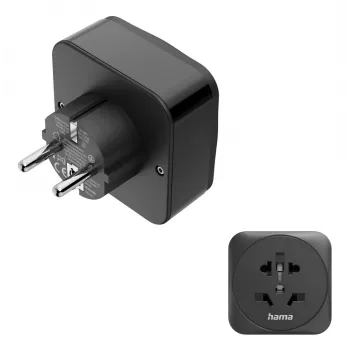 Hama 00223460 kištukinis adapteris tipas E/F hibridinis universalus juodas