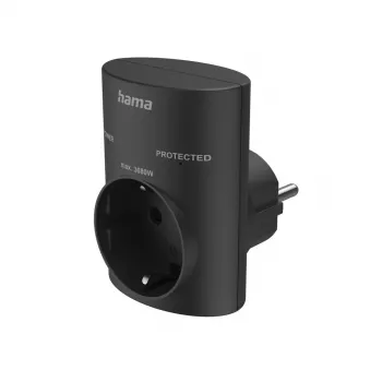 Hama 00223325 kištukinis adapteris su apsauga nuo viršįtampių, C7, juodas