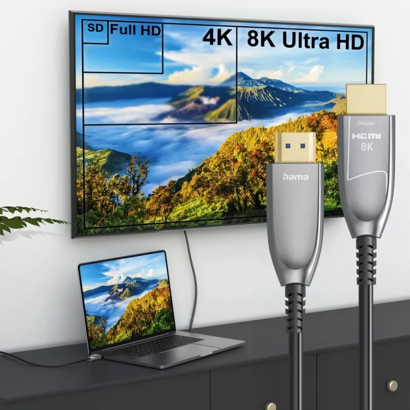 Hama 00202036 HDMI laidas 15 m HDMI A tipo (standartinis) Juoda, Pilka, Sidabrinė